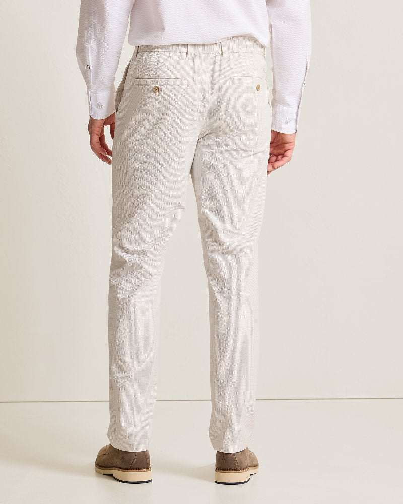 Big &amp; Tall Nova Wave Stretch-Seersucker Sand Stripe Pants - Stone Khaki