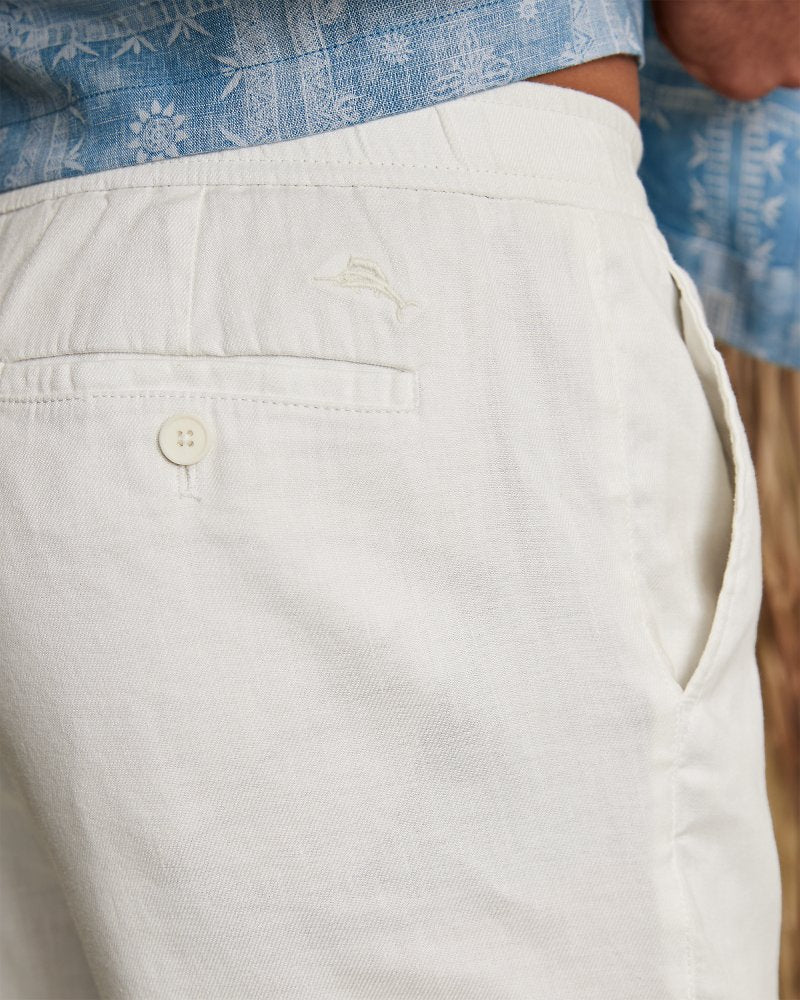 Big &amp; Tall Beach Coast Stretch-Linen E-Waist Pants - White