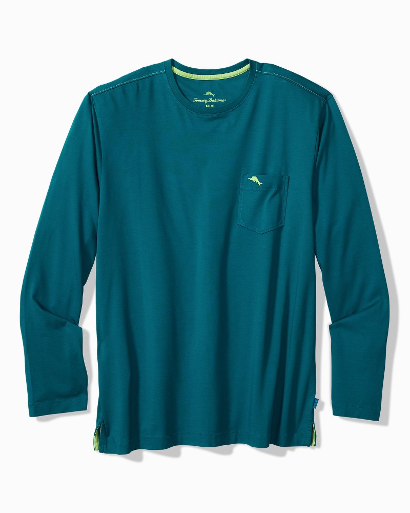Big &amp; Tall Bali Skyline Long-Sleeve T-Shirt - Dark Blue Lagoon