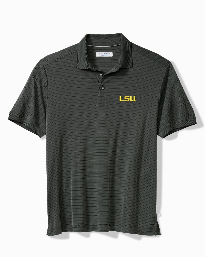 Big &amp; Tall Collegiate Bay Stripe IslandZone Polo - LSU