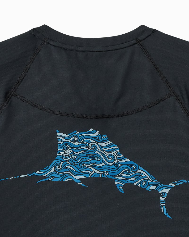 Big &amp; Tall Chill Time Surf IslandZone Short-Sleeve Rash Guard - Jet Black