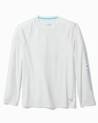 Big &amp; Tall Chill Time Tropics Crew Long-Sleeve IslandZone Shirt - White