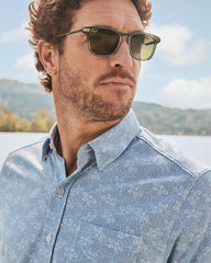 Big &amp; Tall San Lucio Lotus Stretch Knit Shirt - Stellar Sapphire