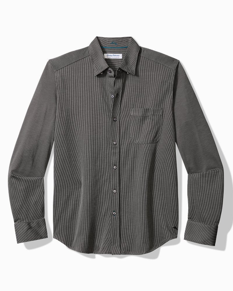 Big &amp; Tall San Lucio Sol Stripe Stretch Knit Shirt - Coal