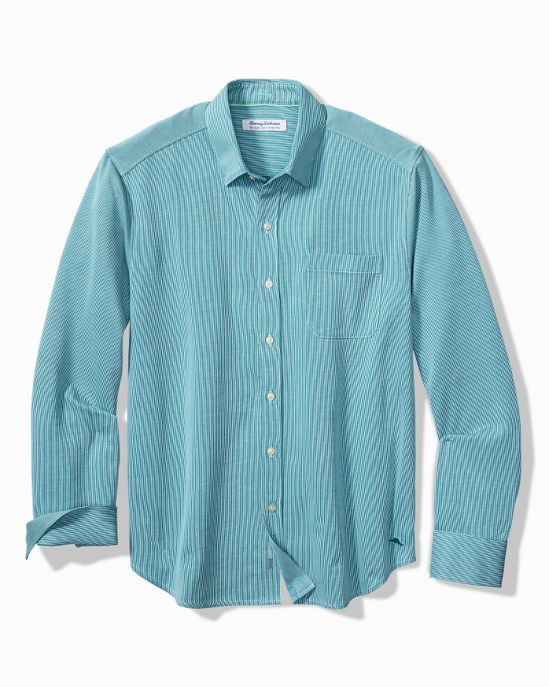 Big &amp; Tall San Lucio Sol Stripe Stretch Knit Shirt - Tourmaline Glaze
