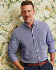 Big &amp; Tall San Lucio Sol Stripe Stretch Knit Shirt - Kingdom Blue