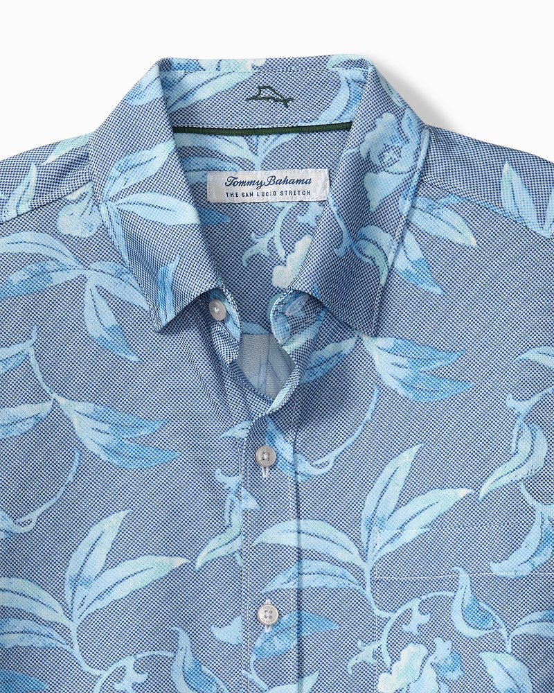 Big &amp; Tall San Lucio Gardenia Stretch Knit Shirt - Jodhpur Blue