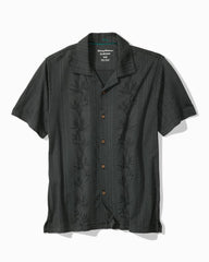 Big &amp; Tall Palm Fresco Beach Border IslandZone® Camp Shirt - Coal