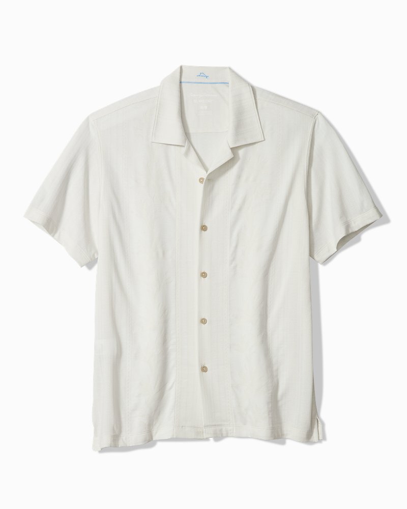 Big &amp; Tall Palm Fresco Beach Border IslandZone® Camp Shirt - Coconut