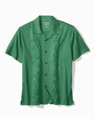 Big &amp; Tall Palm Fresco Beach Border IslandZone® Camp Shirt - Myrtle Green