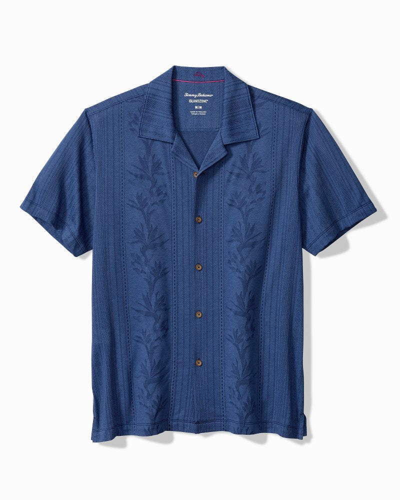Big &amp; Tall Palm Fresco Beach Border IslandZone® Camp Shirt - Carbon Navy