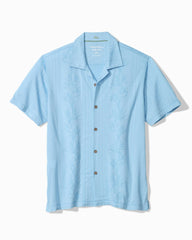 Big &amp; Tall Palm Fresco Beach Border IslandZone® Camp Shirt - Dusk Blue