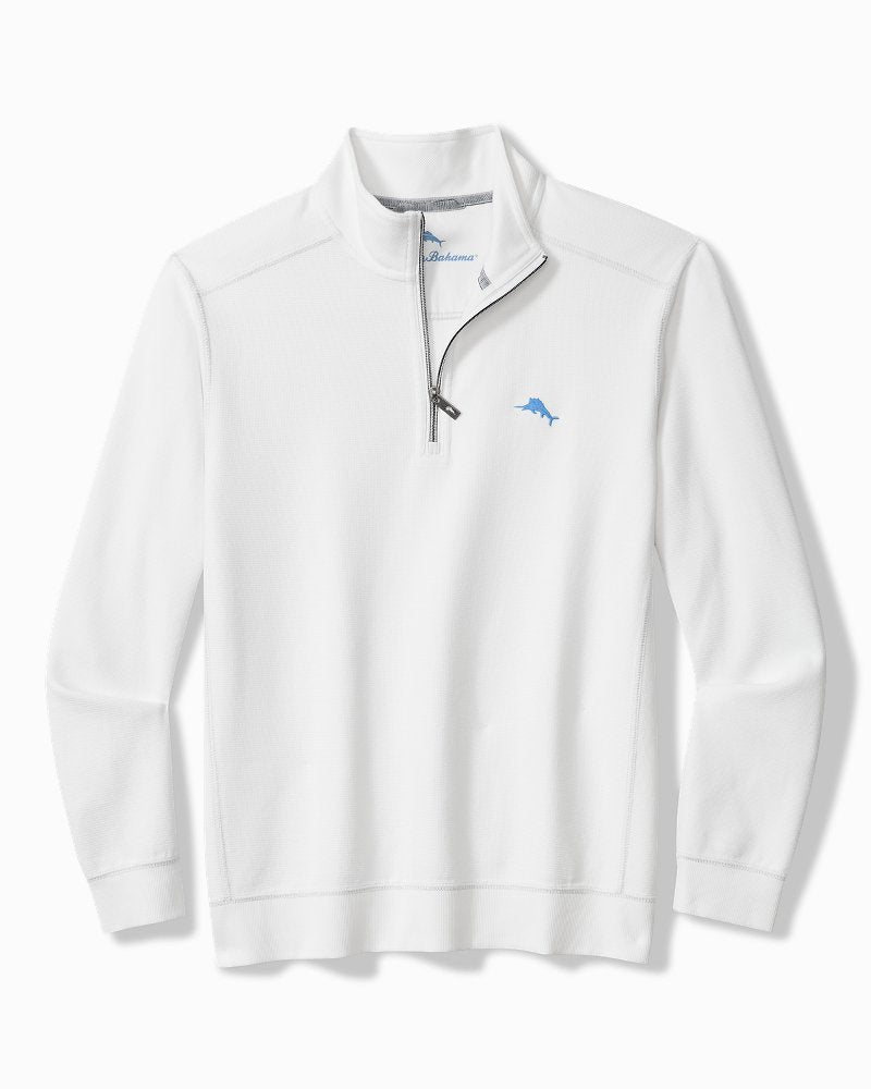 Big &amp; Tall Montego Beach Half-Zip Sweatshirt - White