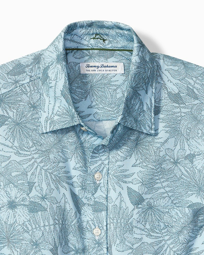 Big &amp; Tall San Lucio Villa Evora Stretch Knit Shirt - Sea Ice