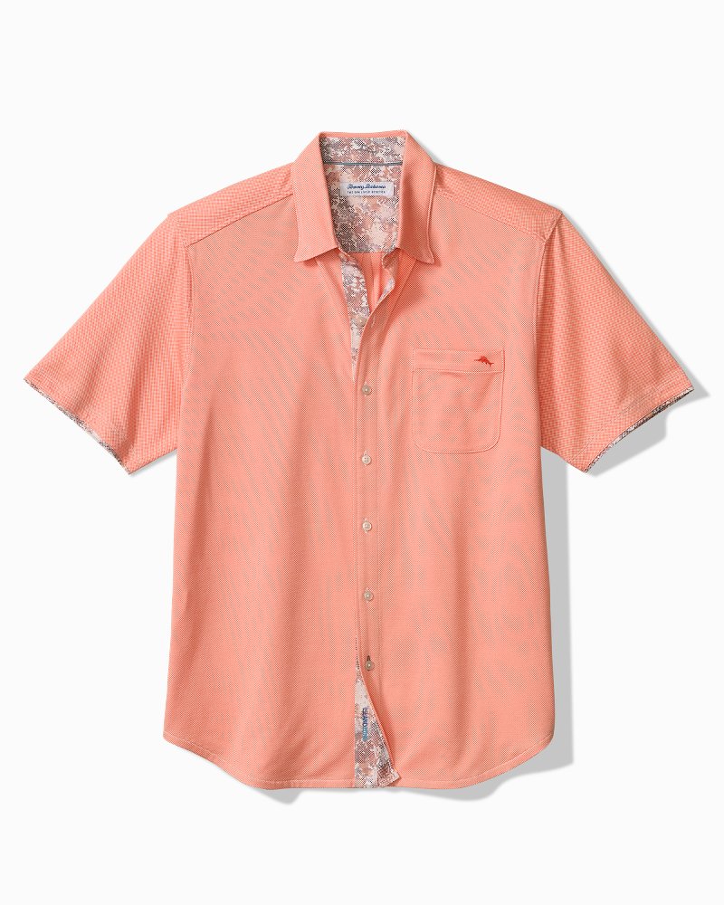 Big &amp; Tall San Lucio Valega Happy Hour Stretch Knit Shirt - Dark Coral