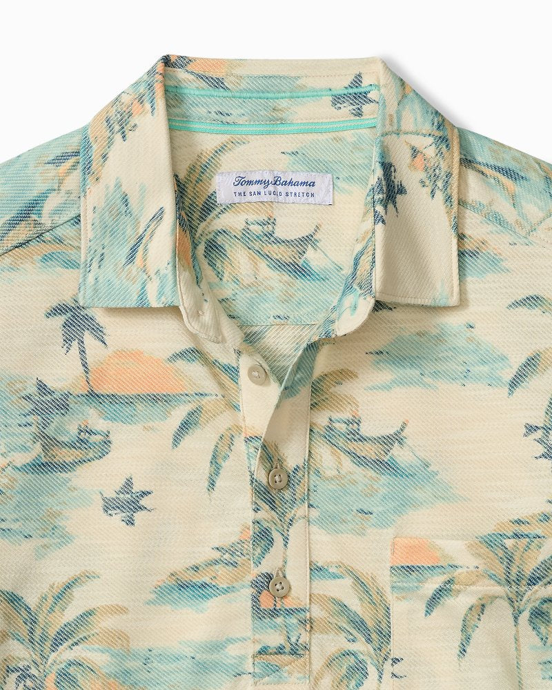 Big &amp; Tall San Lucio Tides Mirage Stretch Knit Polo - Tanned Cream