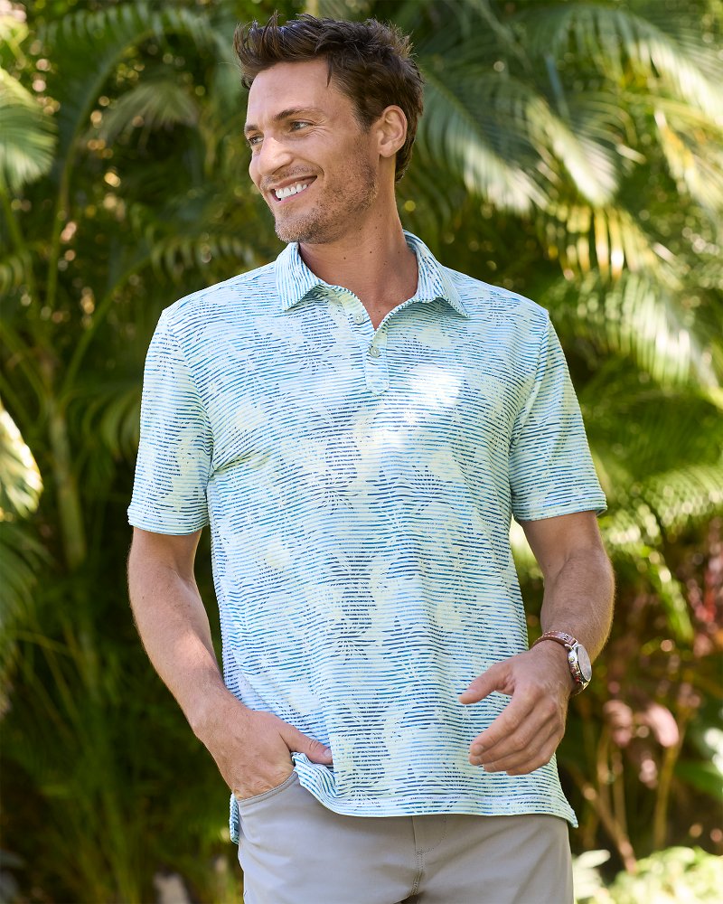 Big &amp; Tall Costa Wave Palm Azul IslandZone Polo - Blue Vault
