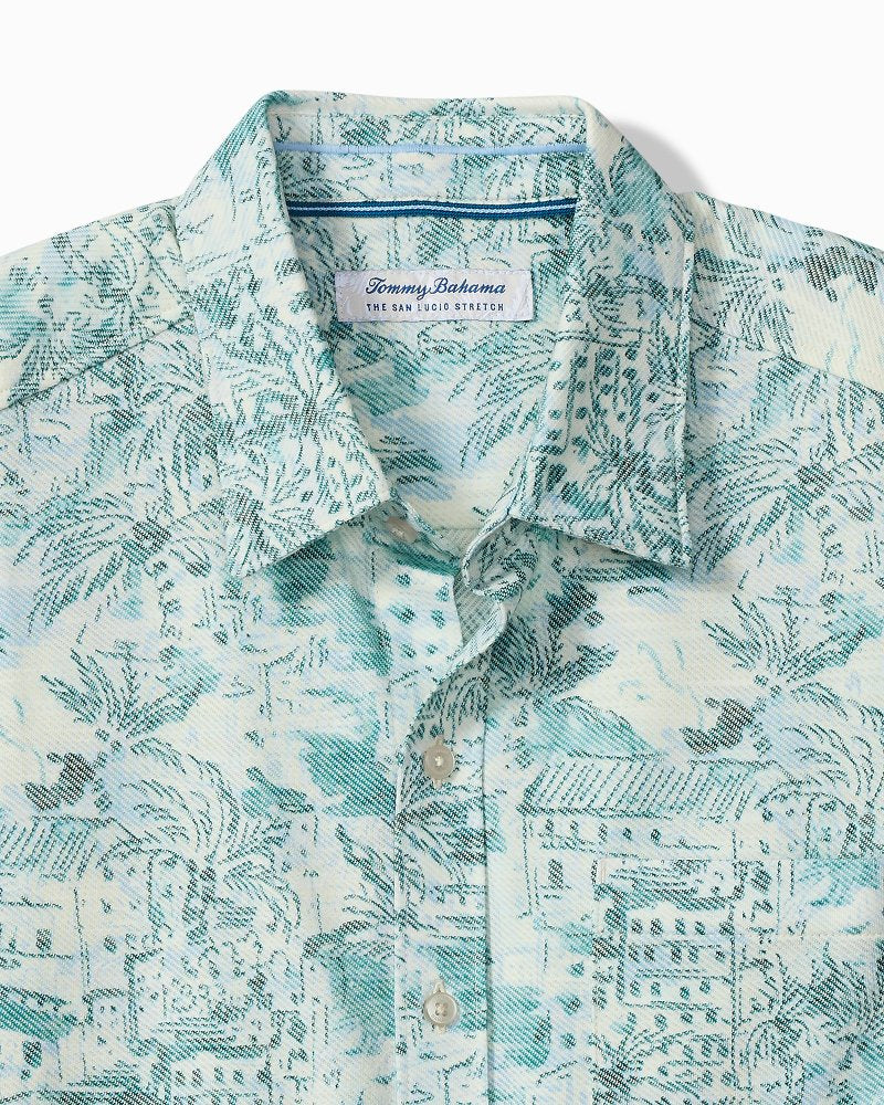 Big &amp; Tall San Lucio Tides Villa Vista Stretch Knit Shirt - Dark Blue Lagoon