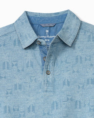 Big &amp; Tall Palm Tini Cotton Polo - Bleached Indigo