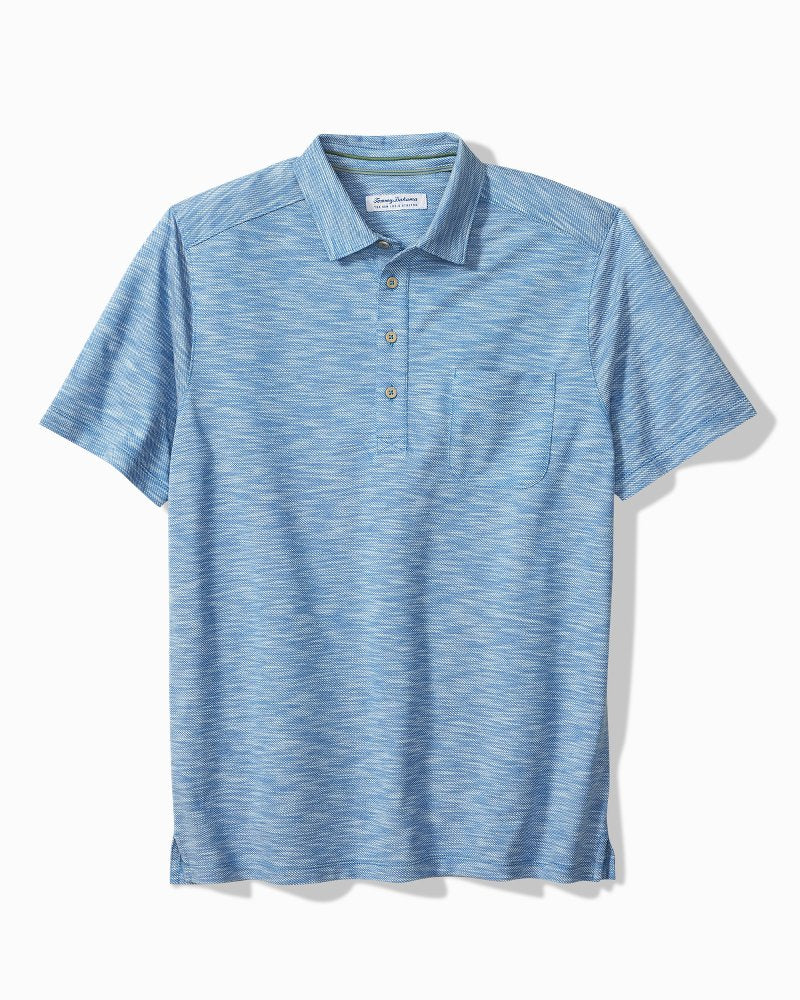 Big &amp; Tall San Lucio Tides Stretch Knit Polo - Blue Surf