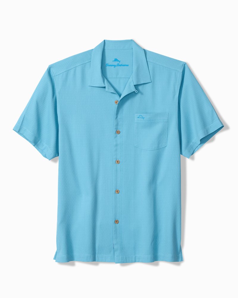 Big &amp; Tall Coastal Breeze Check IslandZone Camp Shirt - Air Blue