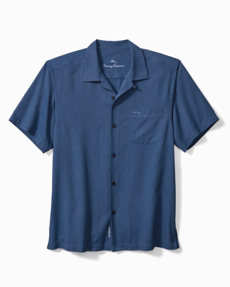 Big &amp; Tall Coastal Breeze Check IslandZone Camp Shirt - Dockside Blue