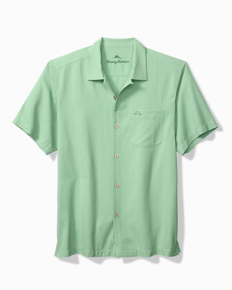Big &amp; Tall Coastal Breeze Check IslandZone Camp Shirt - Zephyr Green