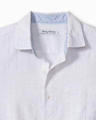 Big &amp; Tall Barbados Breeze Playa Plaid Stretch-Linen Shirt - White