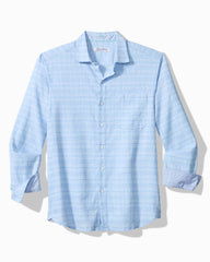 Big &amp; Tall Barbados Breeze Playa Plaid Stretch-Linen Shirt - Aqua Ice