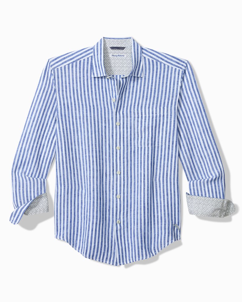 Big &amp; Tall Cabana Breezer Linen Long-Sleeve Shirt - Coastline