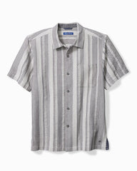 Big &amp; Tall Milano Stripe Cotton Camp Shirt - Night Cap