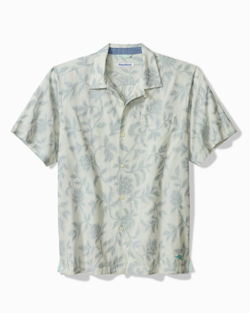 Big &amp; Tall Vinca Vines Cotton-Blend Camp Shirt - Cold Air
