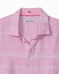 Big &amp; Tall Paradisio Plaid Linen Long-Sleeve Shirt - Pink Corsage