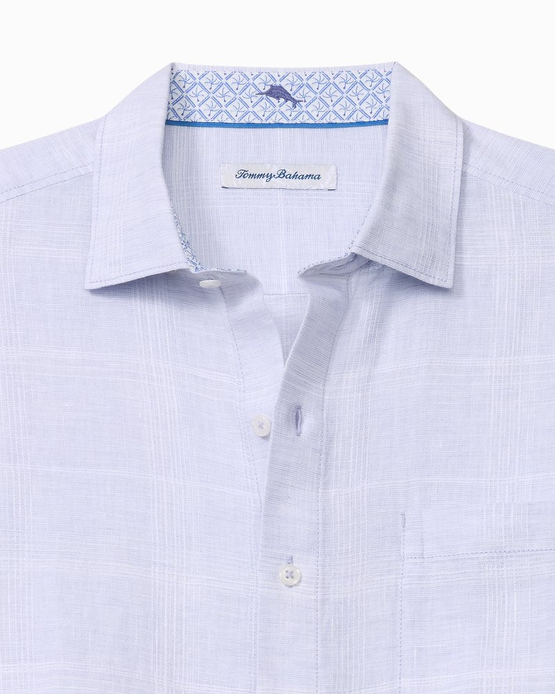 Big &amp; Tall Paradisio Plaid Linen Long-Sleeve Shirt - Classic Lavender