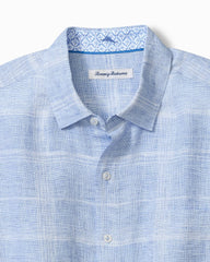 Big &amp; Tall Paradisio Plaid Linen Long-Sleeve Shirt - Light Sky