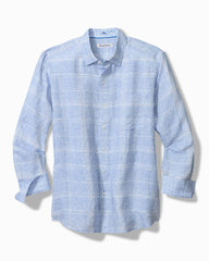 Big &amp; Tall Paradisio Plaid Linen Long-Sleeve Shirt - Light Sky