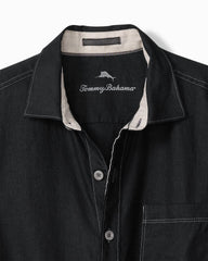 Big &amp; Tall Paradise Breezer Linen Long-Sleeve Shirt - Black