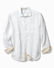 Big &amp; Tall Paradise Breezer Linen Long-Sleeve Shirt - White