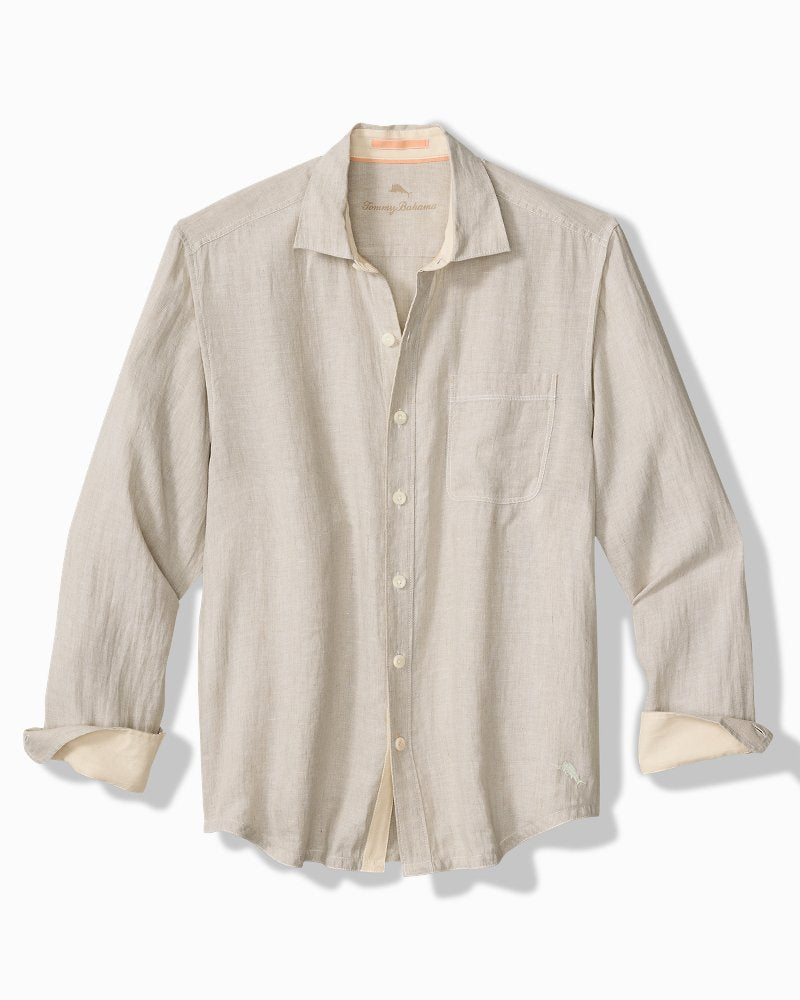 Big &amp; Tall Paradise Breezer Linen Long-Sleeve Shirt - Natural