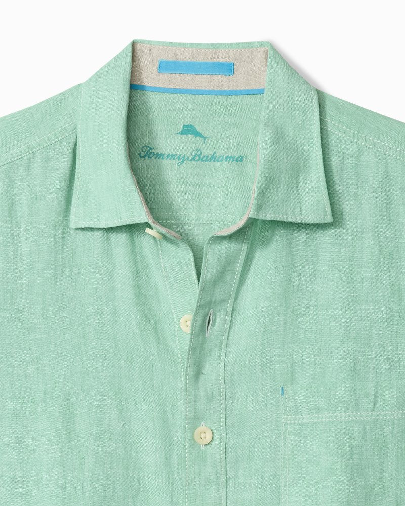 Big &amp; Tall Paradise Breezer Linen Long-Sleeve Shirt - Light Neptune Green