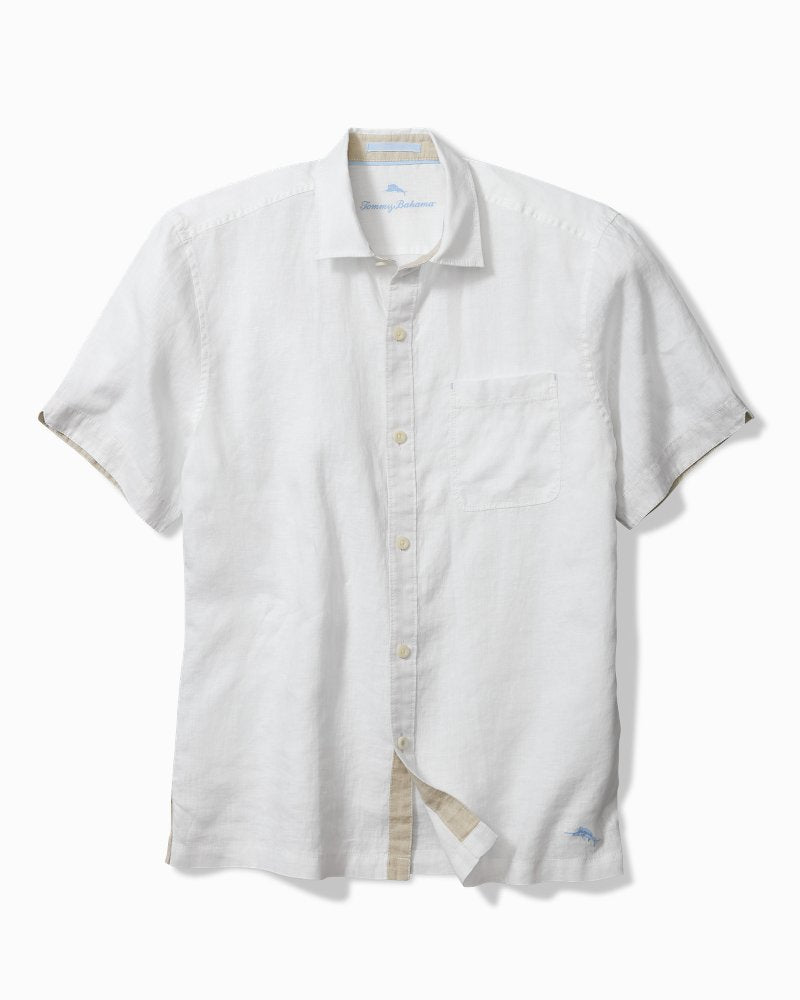 Big &amp; Tall Paradise Breezer Linen Short-Sleeve Shirt - White