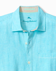 Big &amp; Tall Paradise Breezer Linen Short-Sleeve Shirt - Blue Radiance