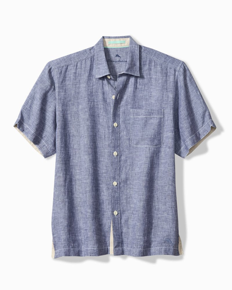 Big &amp; Tall Paradise Breezer Linen Short-Sleeve Shirt - Island Navy