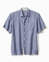 Big &amp; Tall Paradise Breezer Linen Short-Sleeve Shirt - Island Navy