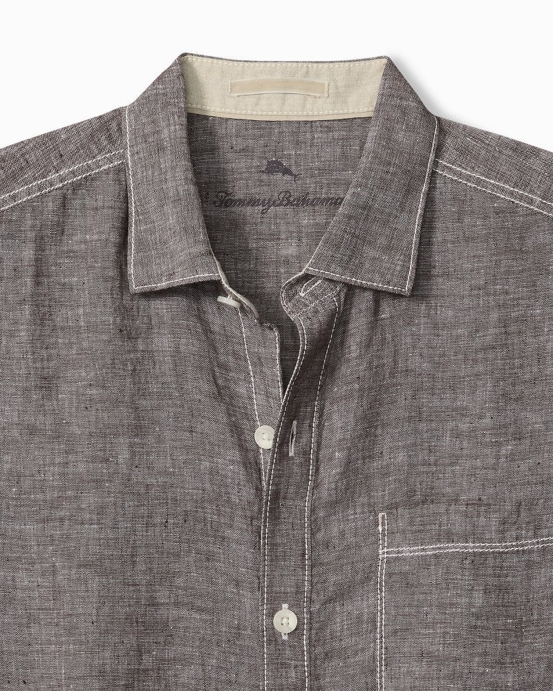 Big &amp; Tall Paradise Breezer Linen Short-Sleeve Shirt - Double Chocolate