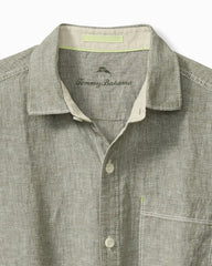 Big &amp; Tall Paradise Breezer Linen Short-Sleeve Shirt - Tea Leaf