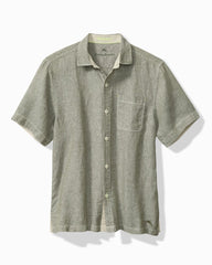 Big &amp; Tall Paradise Breezer Linen Short-Sleeve Shirt - Tea Leaf