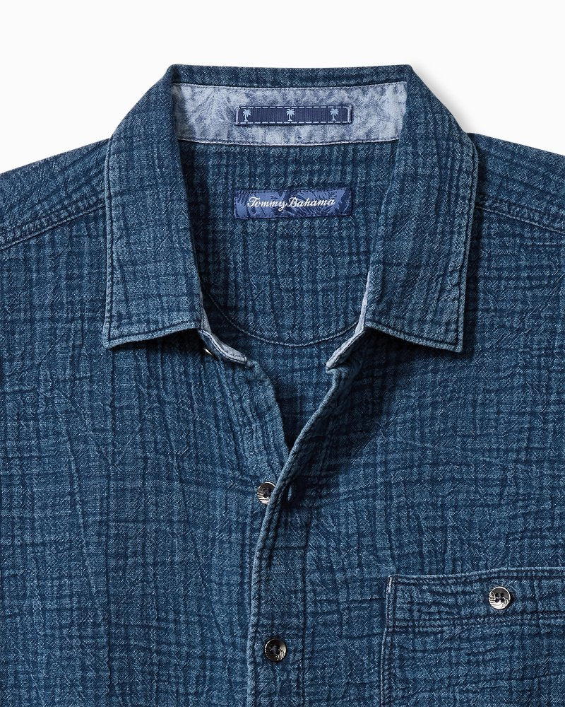 Big &amp; Tall Beachside Cotton Cruiser Shirt - Indigo