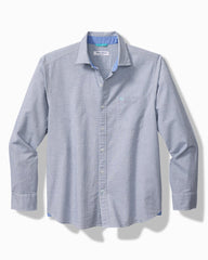 Big &amp; Tall Nova Wave Cotton-Blend Long-Sleeve Shirt - Chambray Blue