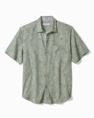 Big &amp; Tall Fairview Fronds Silk Camp Shirt - Smoke Grey